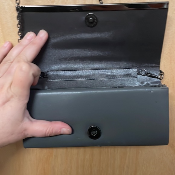 Saks Fifth Avenue sparkly gemstones clutch with chain link strap. - Picture 12 of 15